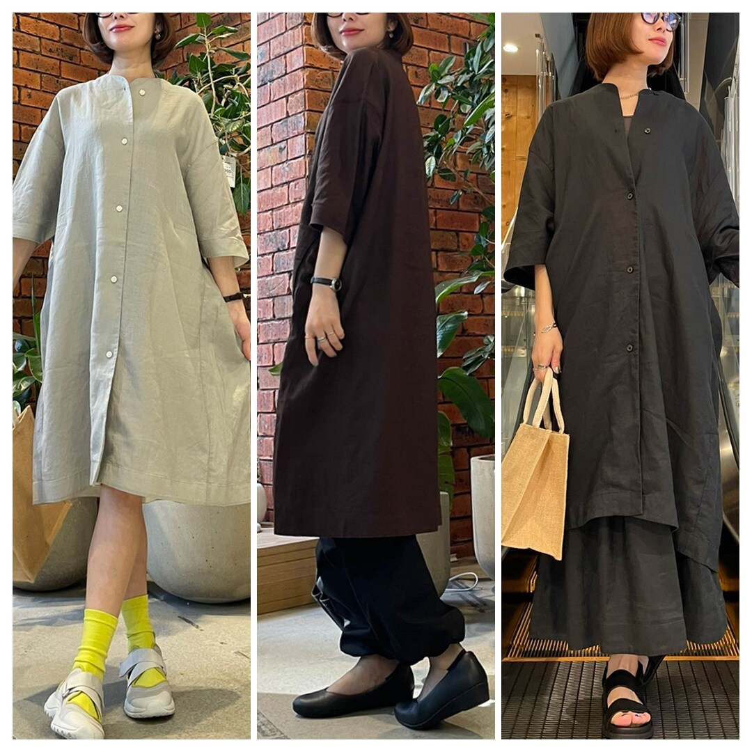 天神大名】新商品 婦人 ラミーワンピース着回し方｜スタイリング
